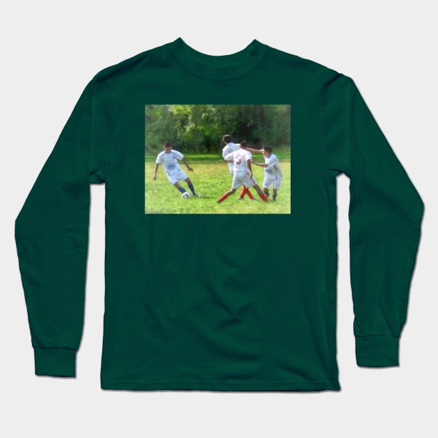 Soccer - Soccer Ball in Play Long Sleeve T-Shirt by SusanSavad